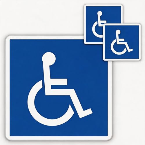 Foverin 2-Pack Disabled Blue Badge Stickers, Weatherproof Self-Adhesive UK | Durable UV Resistant Easy Apply Mobility Accessibility Warning Sign, 100mm x 100mm Car Window Decals, For Vehicles & Scooters