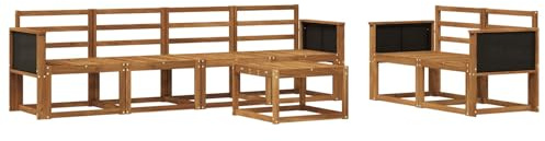 vidaXL Outdoor-Sofagarnitur 6 pcs Natur Massivholz Akazie, Akazienholz Garten-Sofa-Set, Moderne Gartenmöbel, langlebige Couch, schicke Lounge, ergonomisches Design