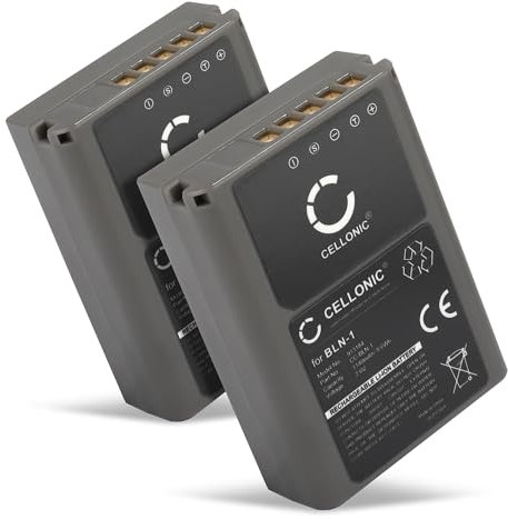 CELLONIC, Battery for Camera compatible with Olympus BLN-1, OM-D E-M1, E-M5 Mark II, PEN‑F (7.4V, 1140mAh) 2 Pieces