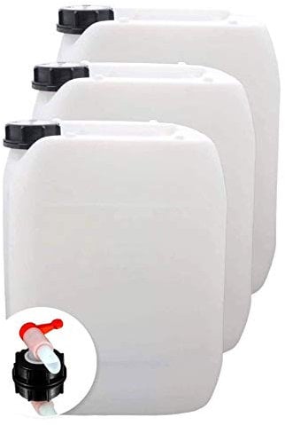 S-Pro - Bidon eau potable & liquides 3x 10l - Réservoir d'eau avec 1x robinet & bouchon à vis DIN51 - Jerrican eau potable de qualité alimentaire & sans BPA pour l'intérieur & l'extérieur - Non rempli