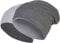 2 in 1 Wendemütze - Reversible Slouch Long Beanie Jersey Baumwolle elastisch Unisex Herren Damen Mütze Heather in 24 (8) (Dark Grey/Light Grey)