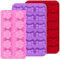Silikonformen 3-teiliges Set mit Pfotenabdruck- und Knochen-Design wiederverwendbar für Eiswürfel/Schokolade geeignet für Backofen, Mikrowelle und Gefrierschrank Spülmaschinenfest – Rosa, Rot, Lila