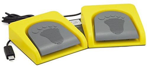 iKKEGOL 10668 USB Double 2 Foot Switch Control Pedal Video Game Customized PC Keyboard Multimedia Key Free Drive HID for Push to Talk Yellow