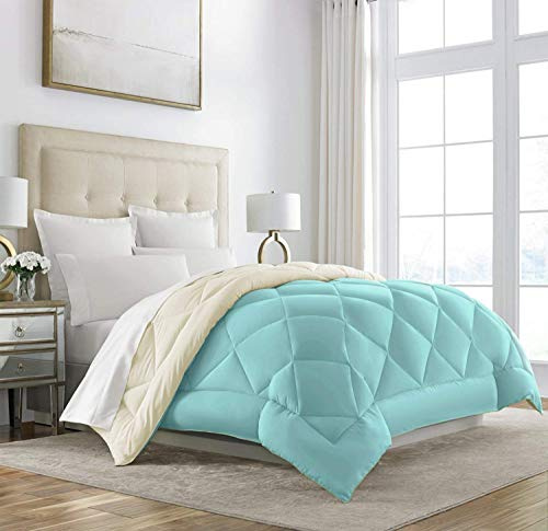 Sleep Restoration Twin Size Comforter for Bed - Down Alternative, Heavy, All-Season Luxury, Hotel Bedding, Oversized Reversible Comforters, Aqua/Ivory