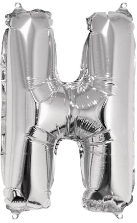 Rayher 87049606 Buchstabe H Party-/Buchstaben-/Folienballon, silber, 40cm hoch, XXL, zum Befüllen mit Luft, für Geburtstag, Hochzeit und Co