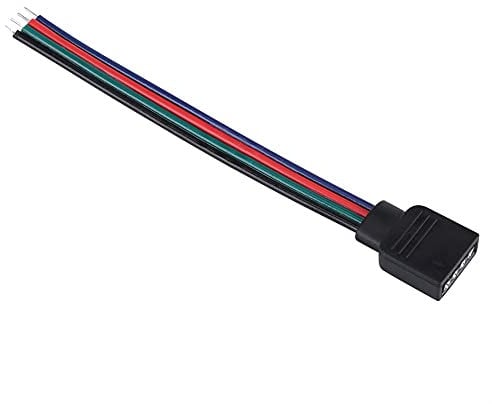 10cm 4 Pin Cable Connector Wires RGB LED Strip Lights Extension Cable Plug LED Strip Connector Kits with 4 Strip Jumpers for 5050 Flexible RGB LED Strip Light (Female)