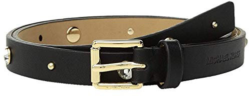 Michael Kors Skinny Rhinestone Belt (Black, M), Black, Size Medium