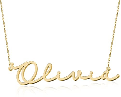 JOELLE JEWELRY Personalised White Gold Name Necklace 18K Gold Plated Silver Custom Script Nameplate Pendant Jewellry Birthday Gift for Women Girl Teenage Bridesmaid