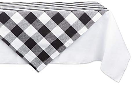 DII Buffalo Check Collection Klassische Tischdecke mit Bauernhaus-Motiv, Baumwolle, schwarz/weiß, 40 x 40 (Square)