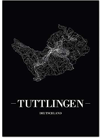 JUNIWORDS Stadtposter - Wähle Deine Stadt - Tuttlingen - 40 x 60 cm Poster - Schrift A - Schwarz