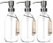 Kuishi Three Bouteille en Verre Transparent 300 ML avec Pompe en Acier Inoxydable argenté, Distributeur de Savon Rechargeable respectueux de l'environnement, décoration de Salle de Bain élégante