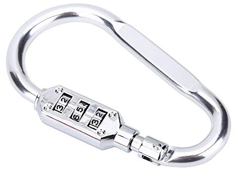 MAGT Zahlenschloss, D Typ Vorhängeschloss Reisetasche Gepäckschloss Karabiner Kofferschloss for den Außenbereich (Farbe : Silber)