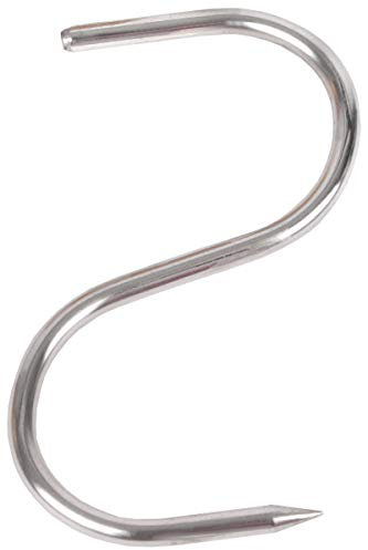 Beeketal 'FHB-1' Fleischerhaken aus Edelstahl mit ca. 4 mm Durchmesser, ca. 60 x 100 mm (B/H), stabiler S-Haken ideal als z.B. Metzgerhaken, Fleischhaken oder Räucherhaken