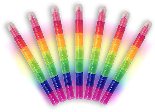 NLR FUN [6 Farben ×7 Stapelbarer Highlighter für Kinder in Regenbogenfarben, verschiedene Neonfarben Fluoreszierende Marker