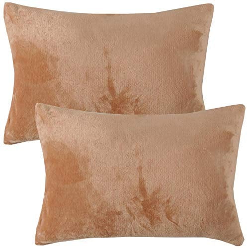 Bestlivings Flauschige Kissenhülle Celina (40 x 60 cm / 2er Pack) - Kuscheliger Bezug mit Reißverschluss Nougat ideal für Dekokissen und Sofakissen