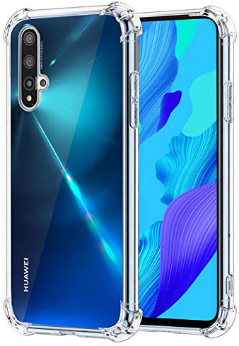 Verco Handyhülle für Huawei Nova 5T, Anti Shock Schutzhülle für Huawei Nova 5T Hülle Silikon [Display- & Kameraschutz] Weiche Flexible TPU Hülle, Transparent