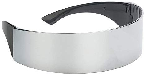 POFET Futuristische schmale Zyklopen Silber Farbe verspiegelte Linse Visier Sonnenbrille Kostüm Kostüm