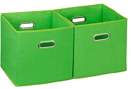 Relaxdays 2X Cestini Porta-Oggetti, Quadrati, per Lo Scaffale, Scatole a Forma di Cubo, HxLxP: 30 x 30 x 30 cm, Verde
