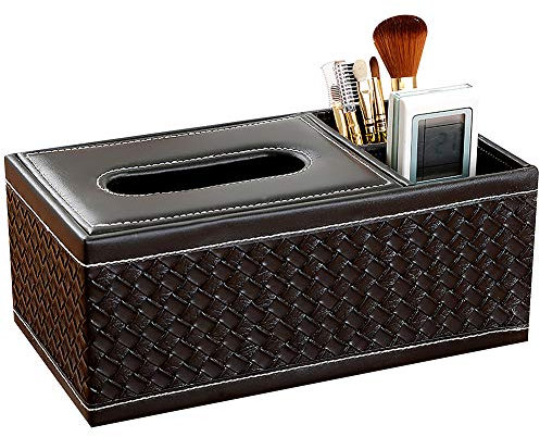 Trois Compartiments Boite de Rangement pour Ranger Télécommande Clés Tissu Tableau Multi-Appareil,Tresse Noir