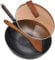 ANEDER Carbon Steel Wok Pan with Lid, 12.5 Cast Iron Stir Fry Pan with Flat Bottom and Wooden Handle for Electric, Induction and Gas Stoves（Wood Spatula Included