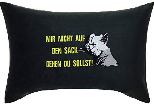 Yoda - Sack Kissen mit Bezug & Sprüchen 40x60cm Yoda Spruch Star Wars Deko Jedimeister Joda Wohnzimmer Dekokissen mit Füllung Zierkissen Schwarz Couchkissen Sofakissen groß Polsterüberzug