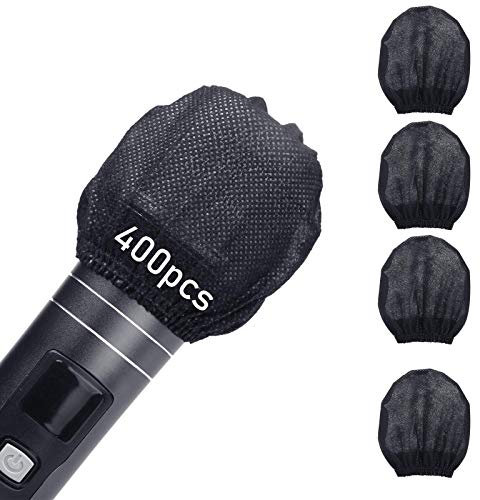 Microphone Cover 400pcs (200 pairs) Microphone Covers Disposable Individually Wrapped Mic Cover For Sanitary Mic Covers Disposable For Mic Microphone Windscreen & Pop Filters Black (400 pack-Black)