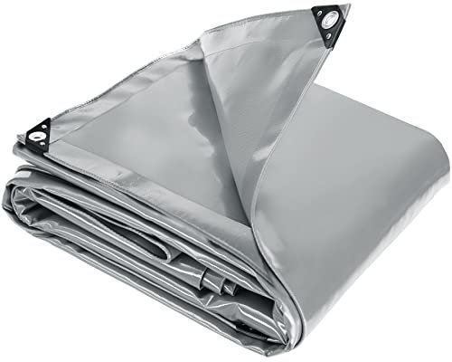 tectake® Telone Occhiellato Impermeabile, Telo Copertura Esterno, Copripiscina, Antipioggia, Tessuto Impermeabile PVC, Angoli Rinforzati, Resistente, Termostabile, Versatile - Grigio, 2x3 m