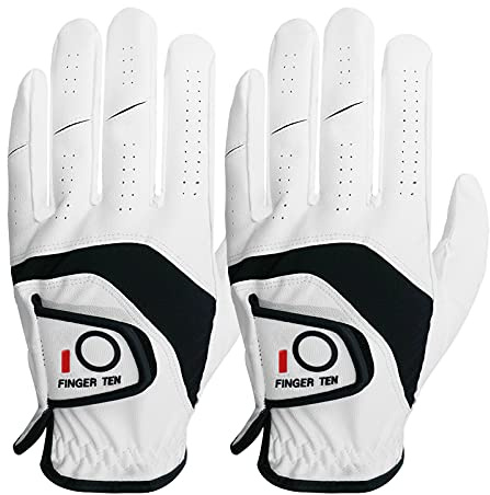 AMRTA Golfhandschuhe für Herren, linke Hand, Leder, 2 Stück, für Linkshänder und Rechtshänder, rutschfeste Golfhandschuhe (L, 2 Stück, auf der linken Hand getragen)