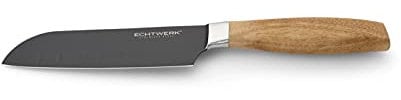 Echtwerk Santokumesser aus hochwertigem Stahl, Küchenmesser, Kochmesser, Allzweckmesser, Spezialstahl, Griff aus Akazienholz, Klingenlänge: 15 cm, Black-Edition