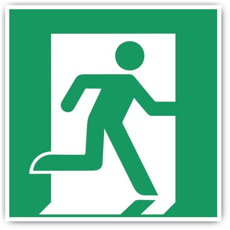 Rettungsweg/​Notausgang (rechts), Rettungszeichen: E002 - DIN EN ISO 7010 / ASR A1.3 - Aufkleber: 20 cm, 1 Stück