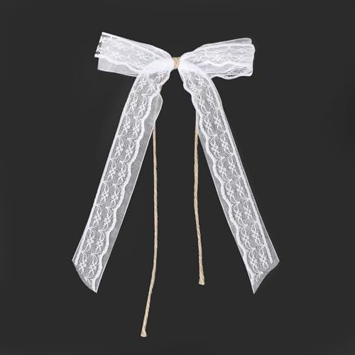 30 Stück Spitze Schleifen Hochzeitsauto 12 * 25cm Autoschleifen Hochzeit Antennenschleifen,Autoschleifen Weiß mit Herzen für Hochzeit Party