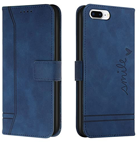 Lihondar Compatible with iPhone 6S Plus/iPhone 6 Plus (5.5 Inch) Case, PU Leather Wallet Protective Flip Cover with Card Holder Magnetic Closure Kickstand [TPU Shockproof] Phone Case Cover (Blue)