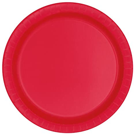 Trimming Shop Lot de 20 Assiettes à Dessert Rondes Robustes de 17,8 cm Rouge Rubis – Assiettes en Papier jetables de Couleur Assortie pour barbecues, Mariages, Anniversaires, événements Polyvalents