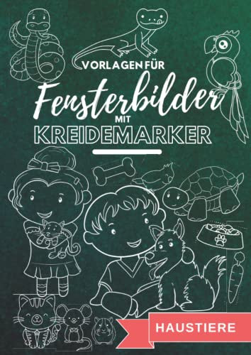 Vorlagen für Fensterbilder mit Kreidemarker Haustiere: Hunde, Katzen, Kaninchen, Meerschweinchen, Vögel, Hamster, Mäuse und viele mehr