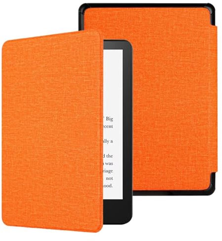 CIAOYE Compatible with 6 New Kindle 11th Generation Case 2024/2022 Release, Lightweight PU Leather Hard Plastic Cover with Smart Auto Wake/Sleep for Amazon Kindle 11th Generation 2024/2022, Orange