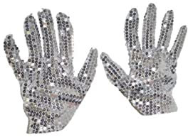 Pailletten Handschuhe Paar Kostüm Zubehör Jga Fasching Karneval Glitzer Vollfinger-Handschuhe Konzert Tanz Auftritte Show Erwachsene, silber