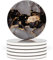 Naivasha Homeware Marble Coasters Set of 6 - Stunning Decorative Coasters in GLOSS Finish, Elegant Stone with Cork Bottom - Night