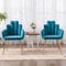 chairus 2er Set Samt Esszimmerstühle Küche gepolsterter Sitz Sessel Schlafzimmer Wohnzimmer Akzentstuhl mit Metallbeinen(Blau-1)