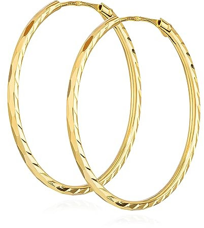 NKlaus Paar 20mm Creolen 333 Gelbgold 8 Karat Ohrringe 1,1mm breites Damen Ohrschmuck 14803