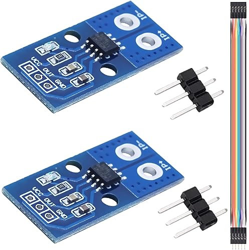 Youmile 2 Stück Hall-Stromsensor,Hall-Stromsensormodul ACS724 50A Bereich AC/DC Hall-Effekt-Stromsensor mit Dupont-Kabel zur Strommessung