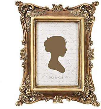 Vintage Picture Frame 4x6 Inch, Luxury Antique Photo Frames, Tabletop Wall Hanging, Bronze Gold