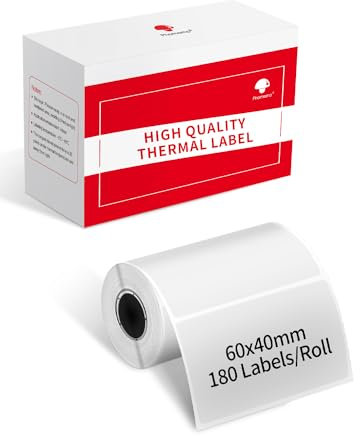 Phomemo Transparentes Thermoetiketten Druckerpapier für DIY Design, QR Code, Namensschilder Kompatibel mit M220 M250 M221 M421 Etikettendrucker,1 Rolle, 60x40mm,180 Etiketten/Rolle