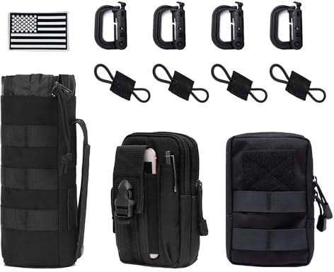 LUYEJKO 3 Pack Molle Pouches,Utility Tactical Pouches and Tactical Bag Attachments (Black)
