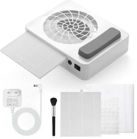 Aokitec Nail Dust Collector, 48W Dust Collector for Nail Salon Artist, Nail Vacuum Fan with Reusable&Disposable Filter, Nail Dust Extractor for Acrylic Builder Gel Nail Salon Home Use DIY