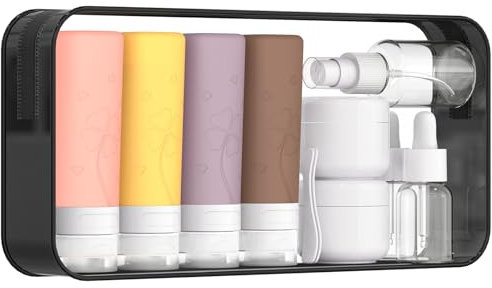 SAHMVER 12 Pcs Travel Bottles for Toiletries, 90 ml Silicone Travel Bottles, Leak Proof Squeezable Travel Size Containers for Shampoo Conditioner Lotion