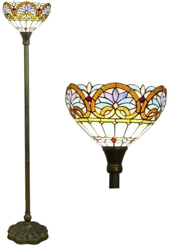 Yjmgrowing Lampadaires torchère Baroque de Style Tiffany Lampe sur Pied en vitrail Lampadaires de Lecture Traditionnels pour Chambre à Coucher, Salon, étude, 63 de Hauteur
