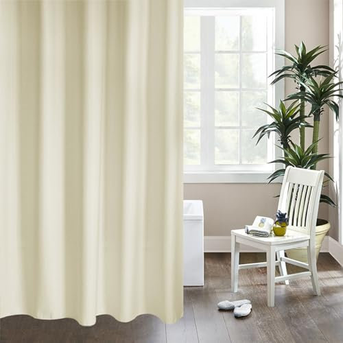 meioro Rideau de Douche 200x240cm ou Doublée de Rideaux de Bain en Polyester Lavable, Rideau de Douche avec Oeillets et 12 Anneaux de Douche, Salle de Bain Anti - Moisissure (Beige)