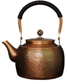 Kuiwisen Handmade Large Hammer Copper Pot Kettle Copper Stovetop Teapot 1.5mm Thick Pure Red Copper Handmade, 1700 ml - 2.42bl
