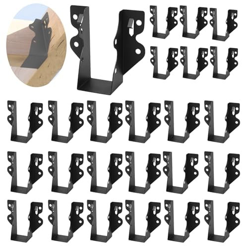 16 Pcs 2x4 Joist Hanger, Black Powder-Coated for Rafter Hurricane Ties Joist Hangers, Tie Brackets for Floor Deck and Ceiling Trusses