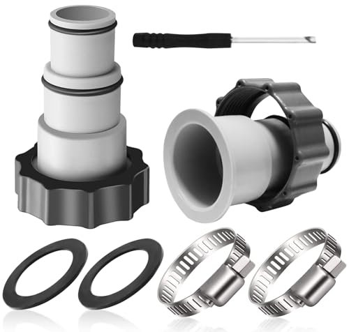 2 Stück Pool Schlauch Adapter Set, Adapter für Intex Pool, Poolschlauch 32-38mm Verbinder Schlauchschellen Adapter für Pumpen mit Gewindeanschluss und Kolbenventil, Poolzubehör
